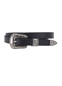 Thumbnail for Skinny Western Black Leather Belt Most Wanted