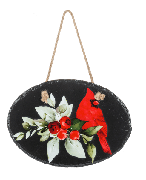 Slate Cardinal Hanging Ganz Wall art Bird on Right