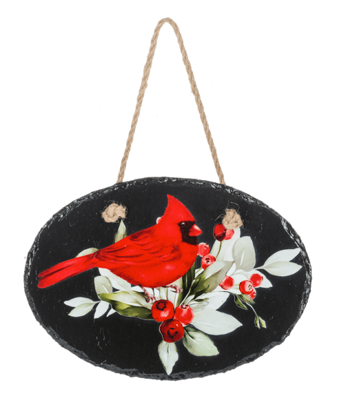 Slate Cardinal Hanging Ganz Wall art Bird Facing Right