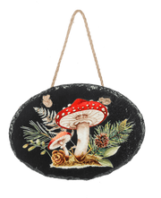 Slate Mushroom Hanging Ganz Wall art Two Red
