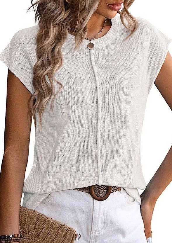 Sleeveless knit sweater: White 