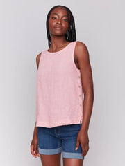 Sleeveless Linen Side Button Top Charlie B Casual Top