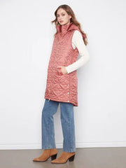 Sleeveless Long Puffer Vest, Rosebud Charlie B Vest