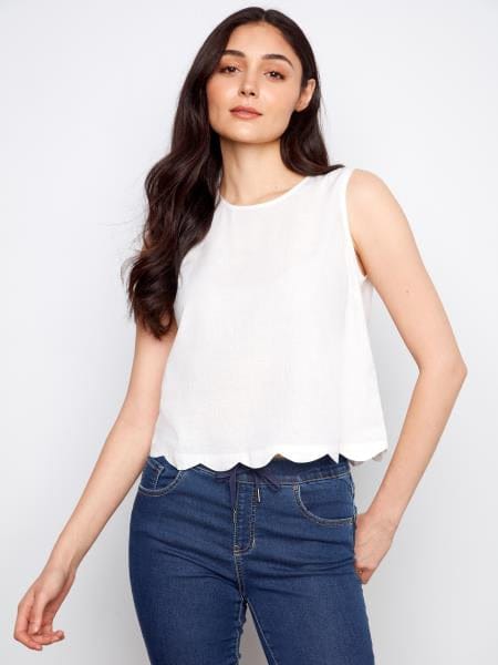 Sleeveless Top with Scalloped Edge by Charlie B Charlie B Casual Top Small