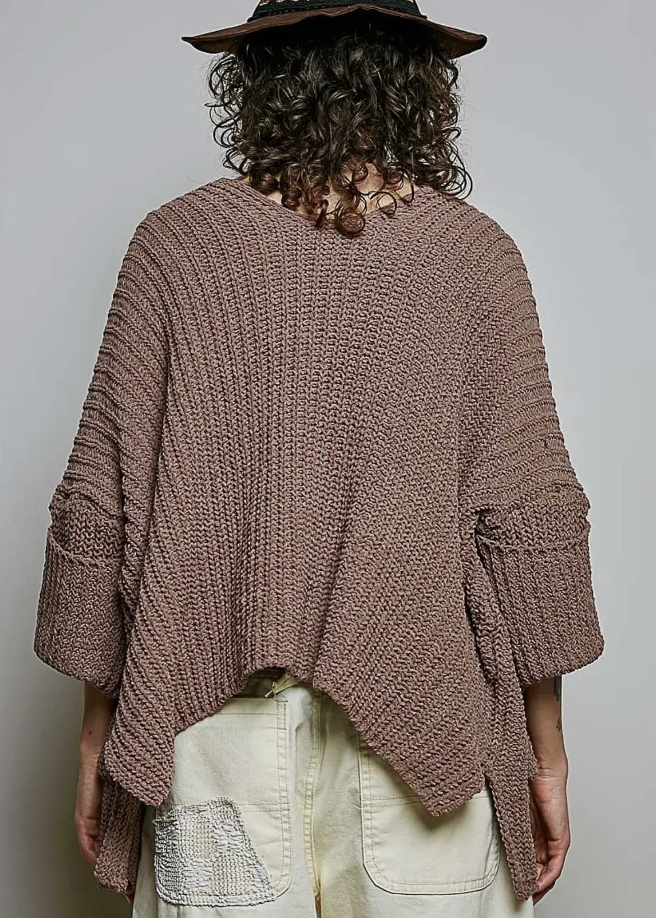 Soft Weave Open Sweater with Pockets in Chocolate Pol Clothing Cardigan