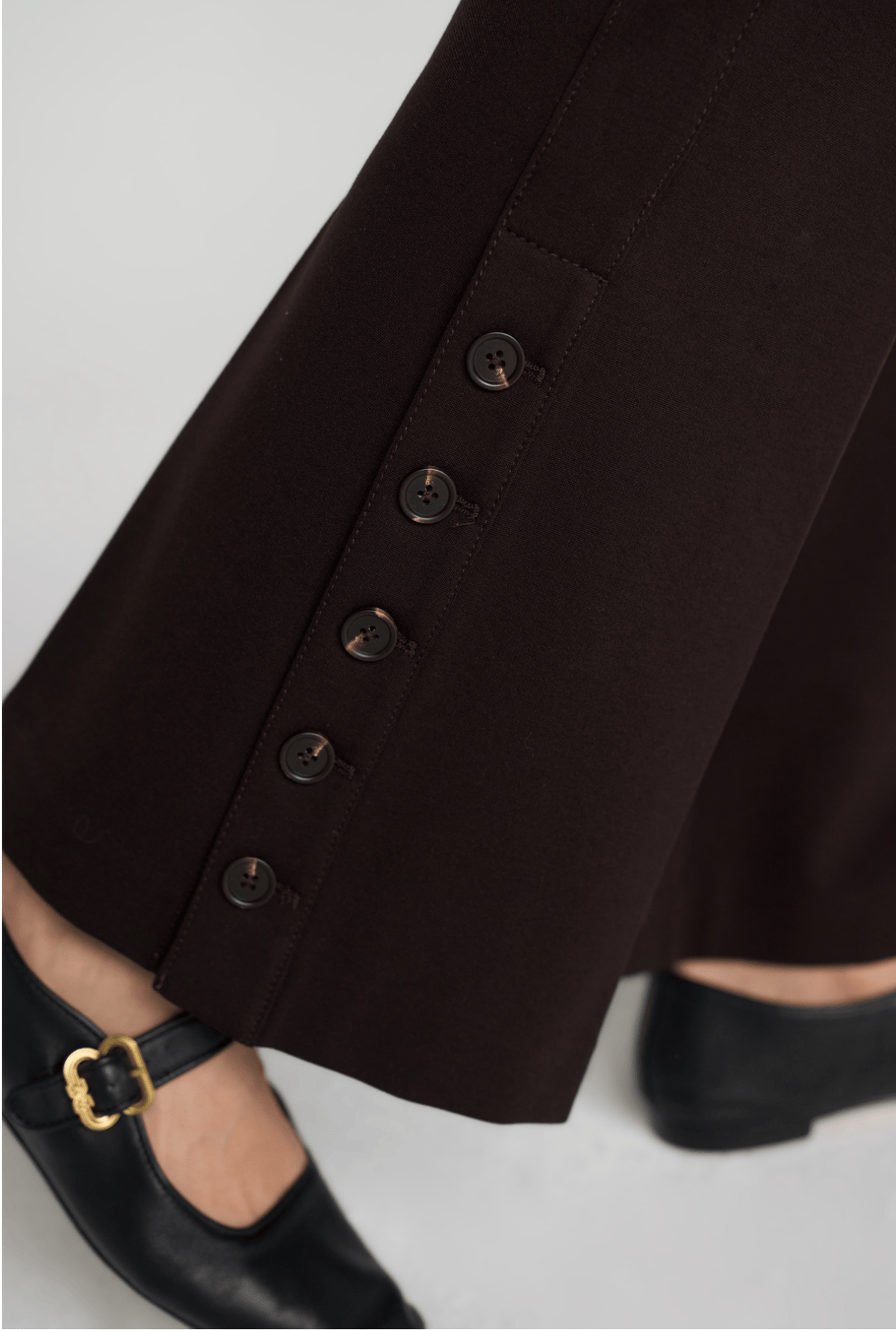 Stella Pull-On Flare W/ Bttn Hem - 30', Brown Truffle Liverpool Pants