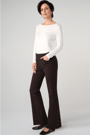 Stella Pull-On Flare W/ Bttn Hem - 30', Brown Truffle Liverpool Pants