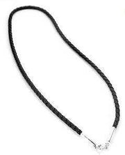 Sterling Silver Black Leather 18" Cord Chain Necklace Silver Insanity