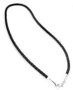 Sterling Silver Black Leather 18" Cord Chain Necklace Silver Insanity