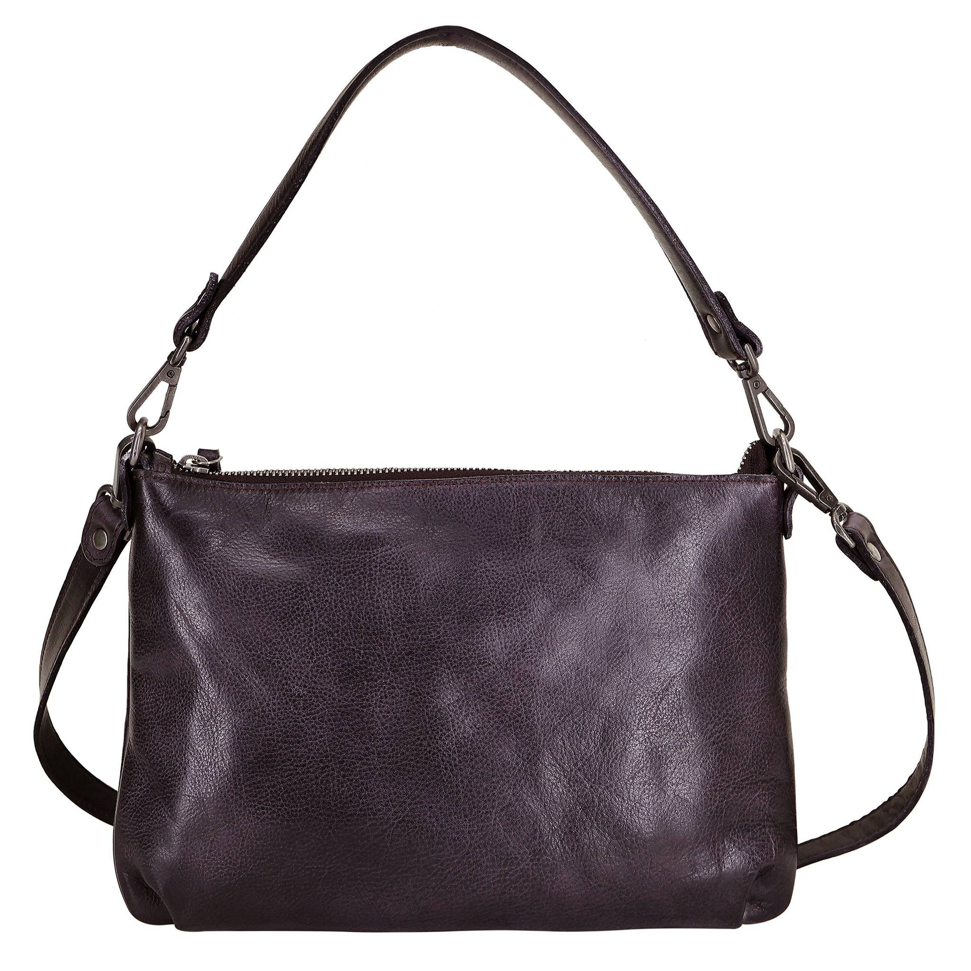 Stevie Handcrafted Leather Crossbody Bags: Eggplant Latico Leathers