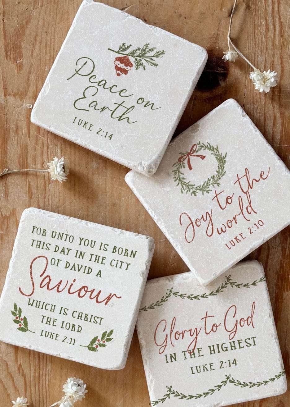 Stone Art Christmas Ornaments | 4 Styles Mattie B's Gifts & Apparel Luke 2:14 Peace