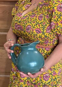 Thumbnail for Stoneware Pitcher in Blue Spruce Creative Co-Op pitcher