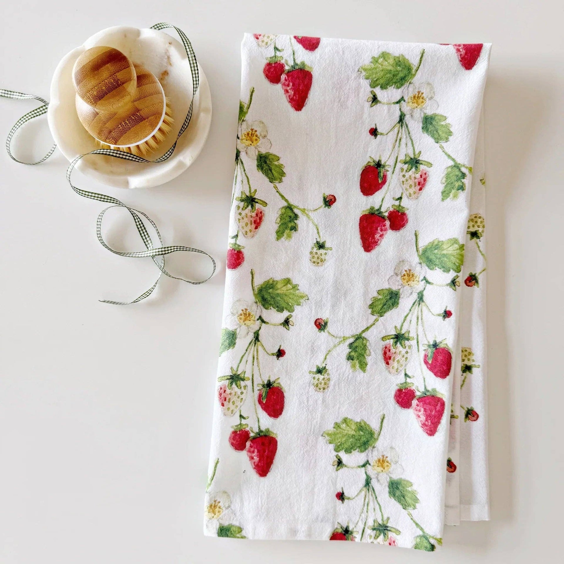 Strawberry cotton flour sack tea towel emily lex studio