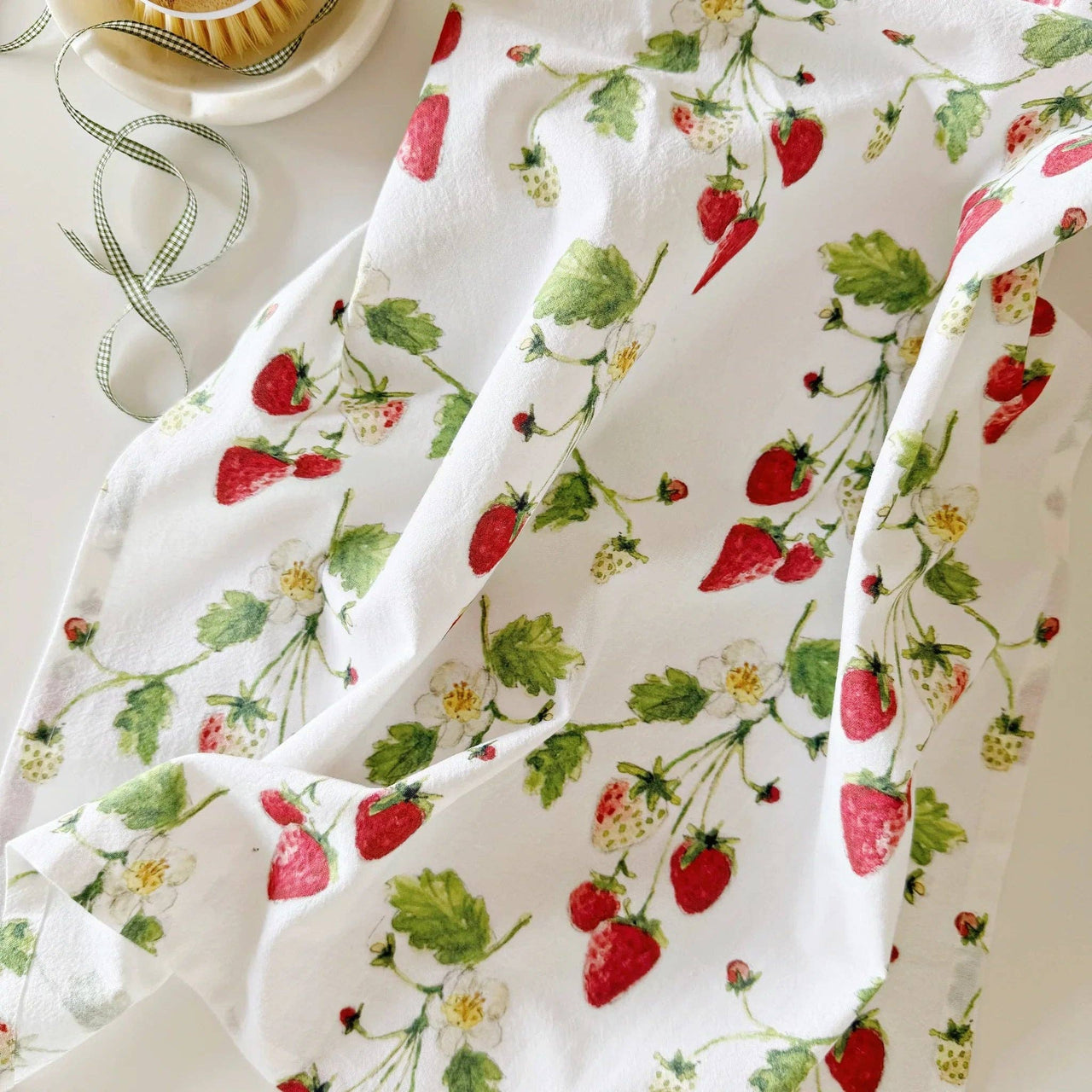 Strawberry cotton flour sack tea towel emily lex studio