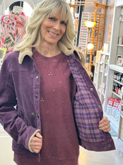 Stretch Corduroy Fleeced Jacket, Plum Purnell LLC Outerwear