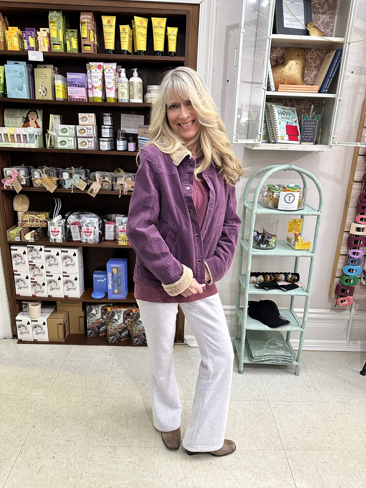 Stretch Corduroy Fleeced Jacket, Plum Purnell LLC Outerwear