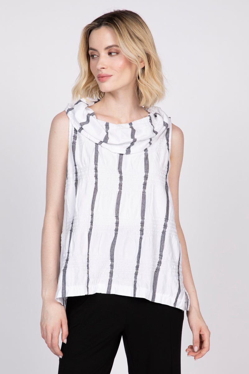 Stripe a Pose Sleeveless Cowl Habitat Casual Top