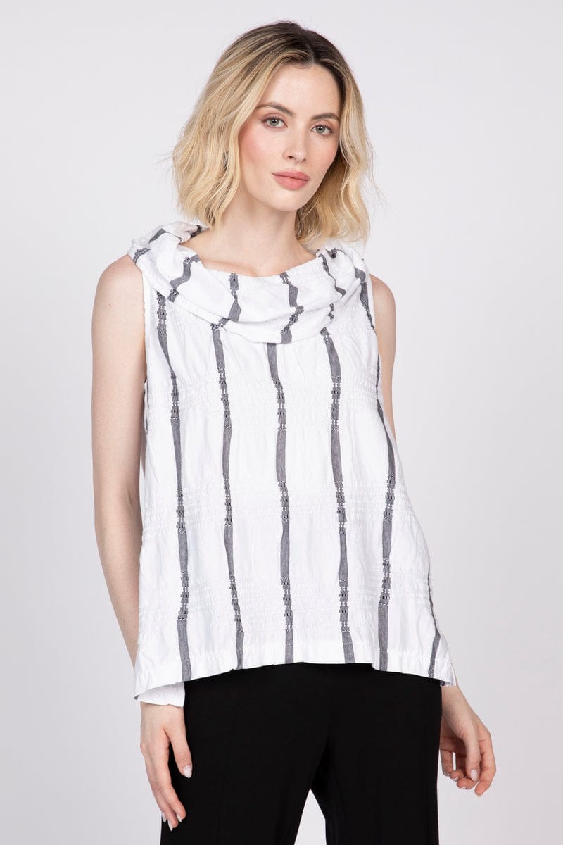 Stripe a Pose Sleeveless Cowl Habitat Casual Top Small