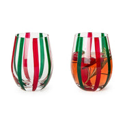 Striped Stemless Wine Glass of Happy Cheer Two’s Company Stemless Wine