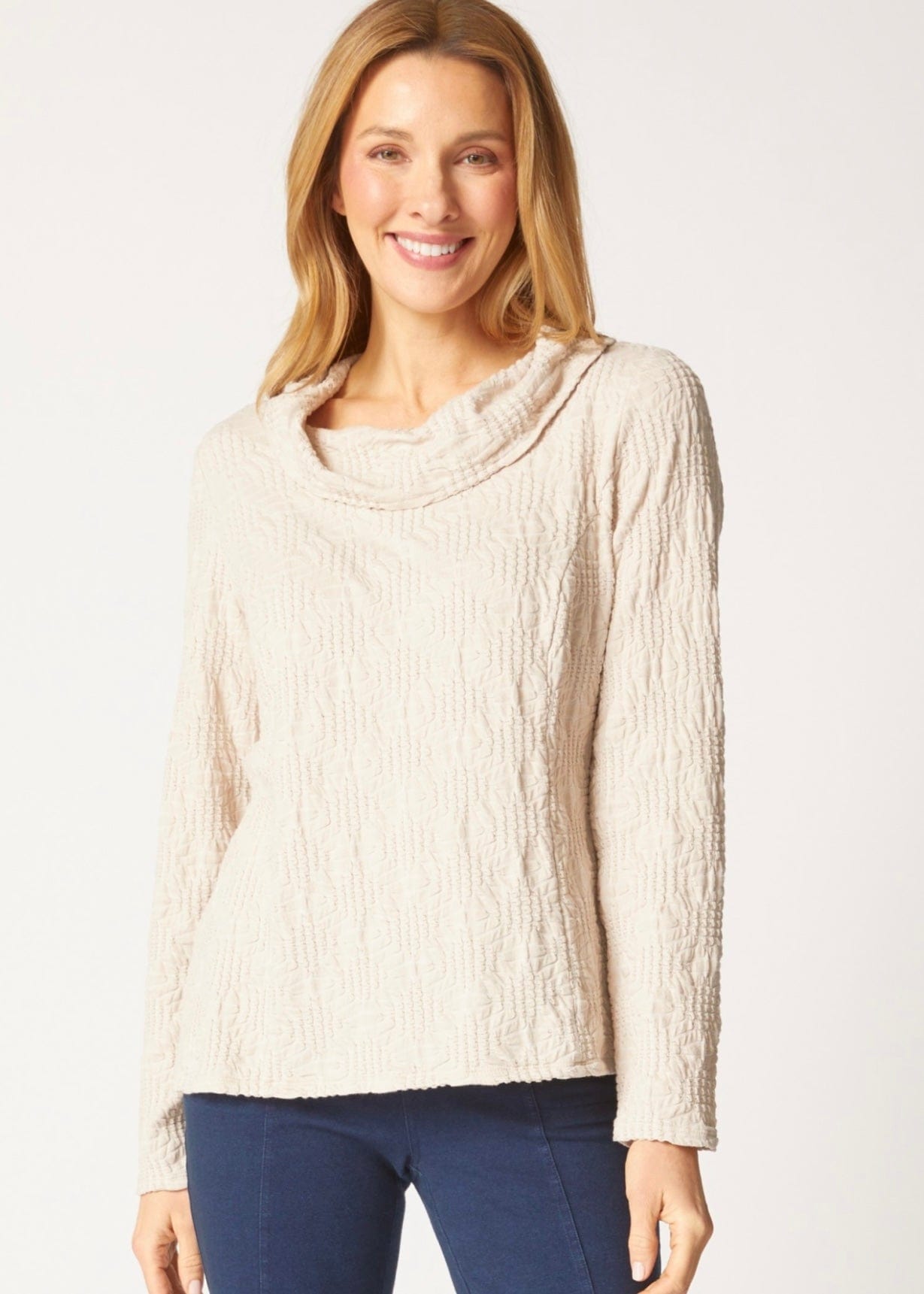 Sunburst Knit Cowl Seamed Tee Habitat Casual Top Small