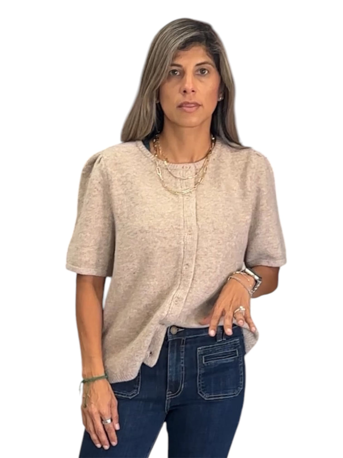 Sweater Top Short Sleeve in Latte S-2XL Umgee Top