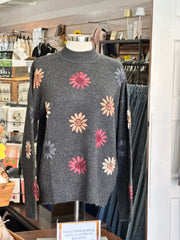 Sweater with Mock Neck & Embroidery by Charlie B Charlie B Casual Top Small