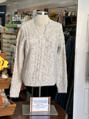 Sweater with Notch Neck & Flex Yarn by Charlie B Charlie B Casual Top Small