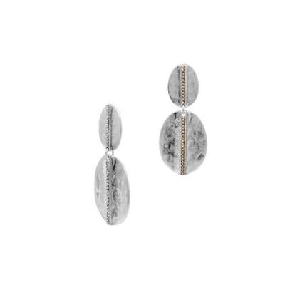 Taner Hammered Silver Oval Drop Earrings with Gold Bead Meghan Browne Accessories