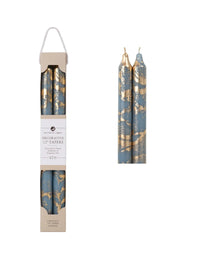 Thumbnail for Tapers with Gold Pair 12” Tall Northern Lights Candles Prairie Blue with Gold