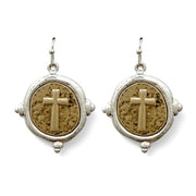 Tayla Silver Cross Dangle Earrings, Two-Tone Meghan Browne Accessories