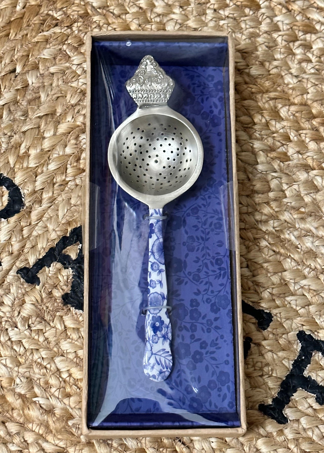 Tea Strainer with Enamel Handle One Hundred 80 Degrees Skinny w Crown