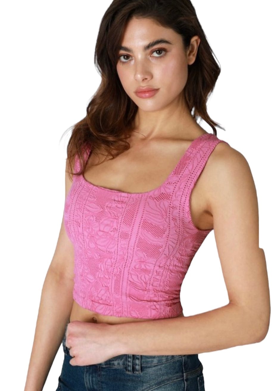 Textured Square Neck Crop Tank NIKIBIKI Tank Crocus