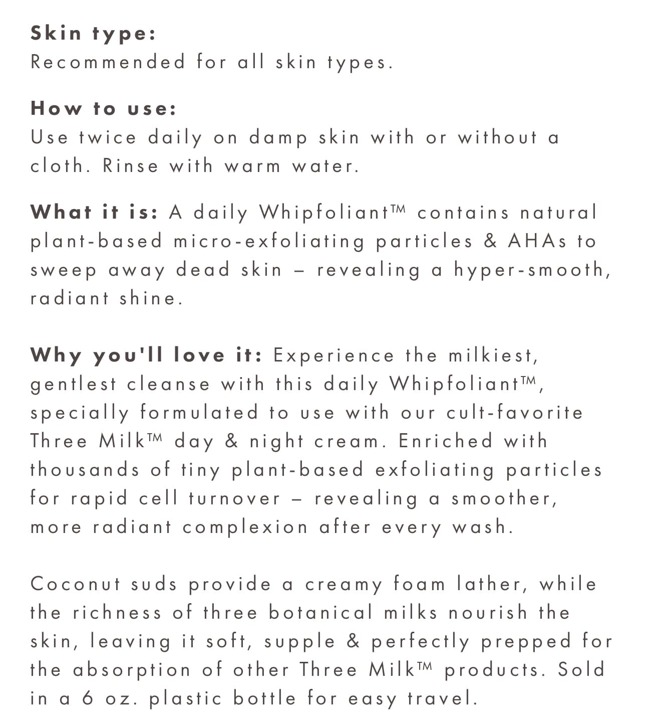 Three Milk Whipfoliant Ageless Cleanser |Farm FarmHouse Fresh Skin Care