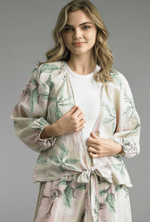 Tie Front Linen Top Tempo Paris Jacket