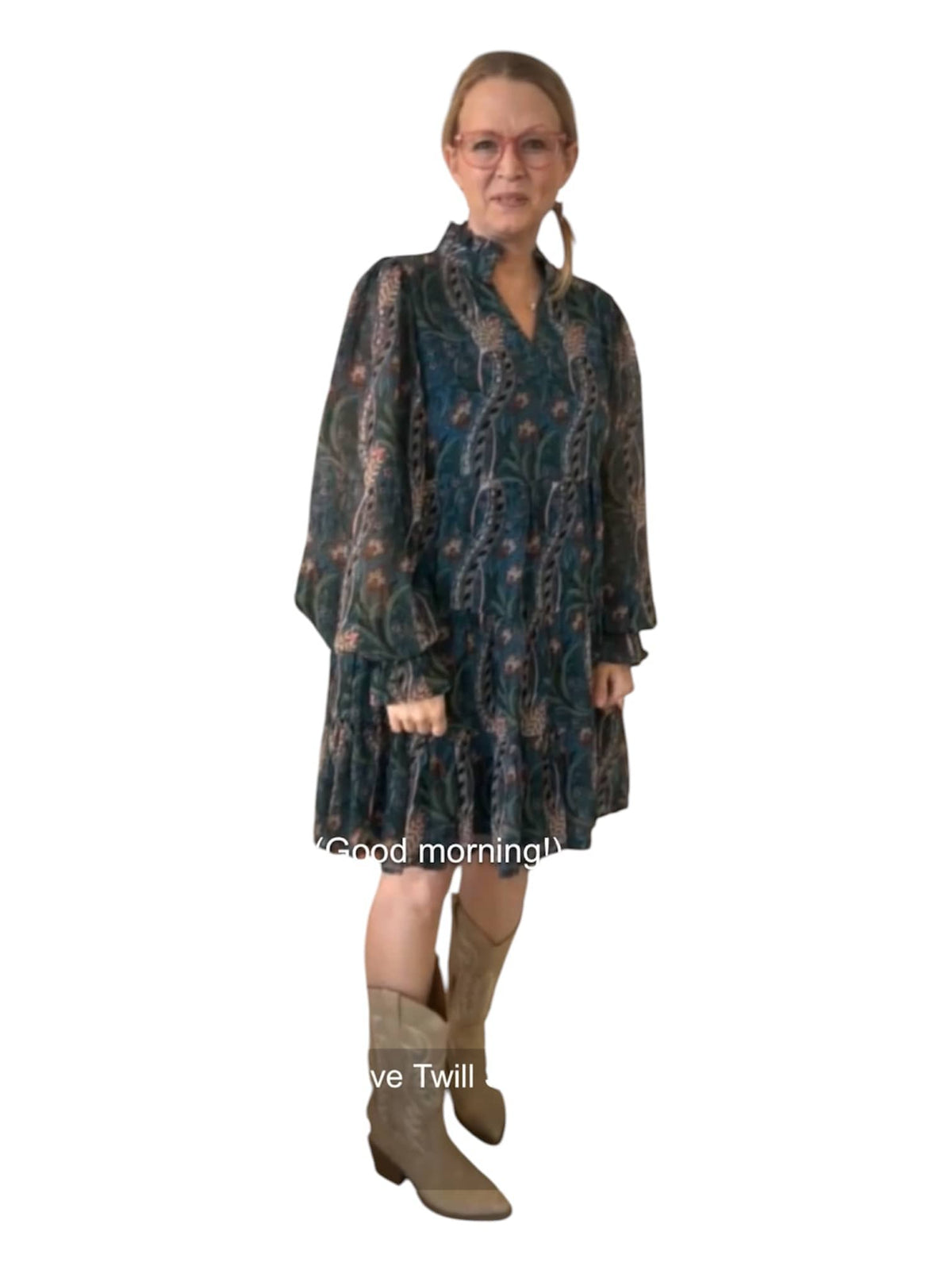 Tiered Long Sleeve Dress in Teal Jodifl Dress