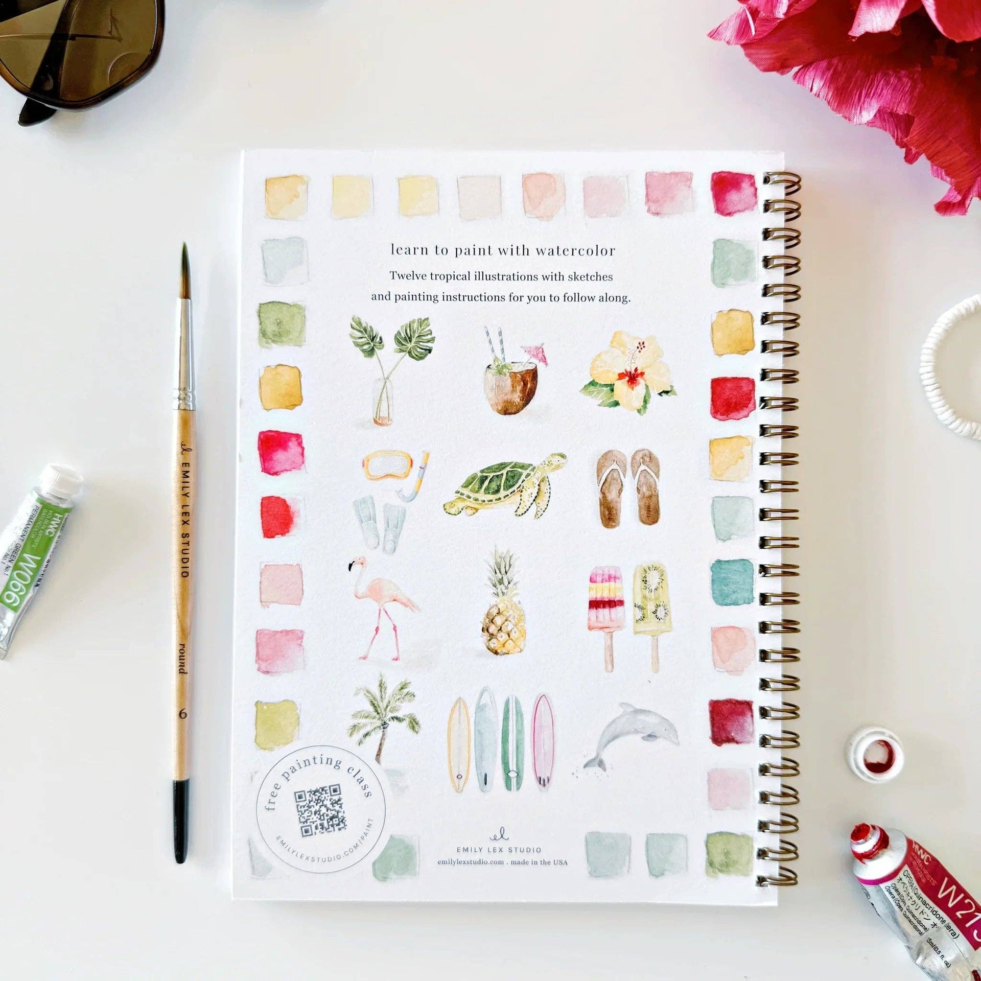 Tropical watercolor workbook emily lex studio