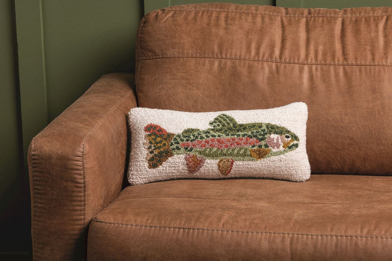 Trout Hook Wool Pillow Mud Pie Throw Pillows