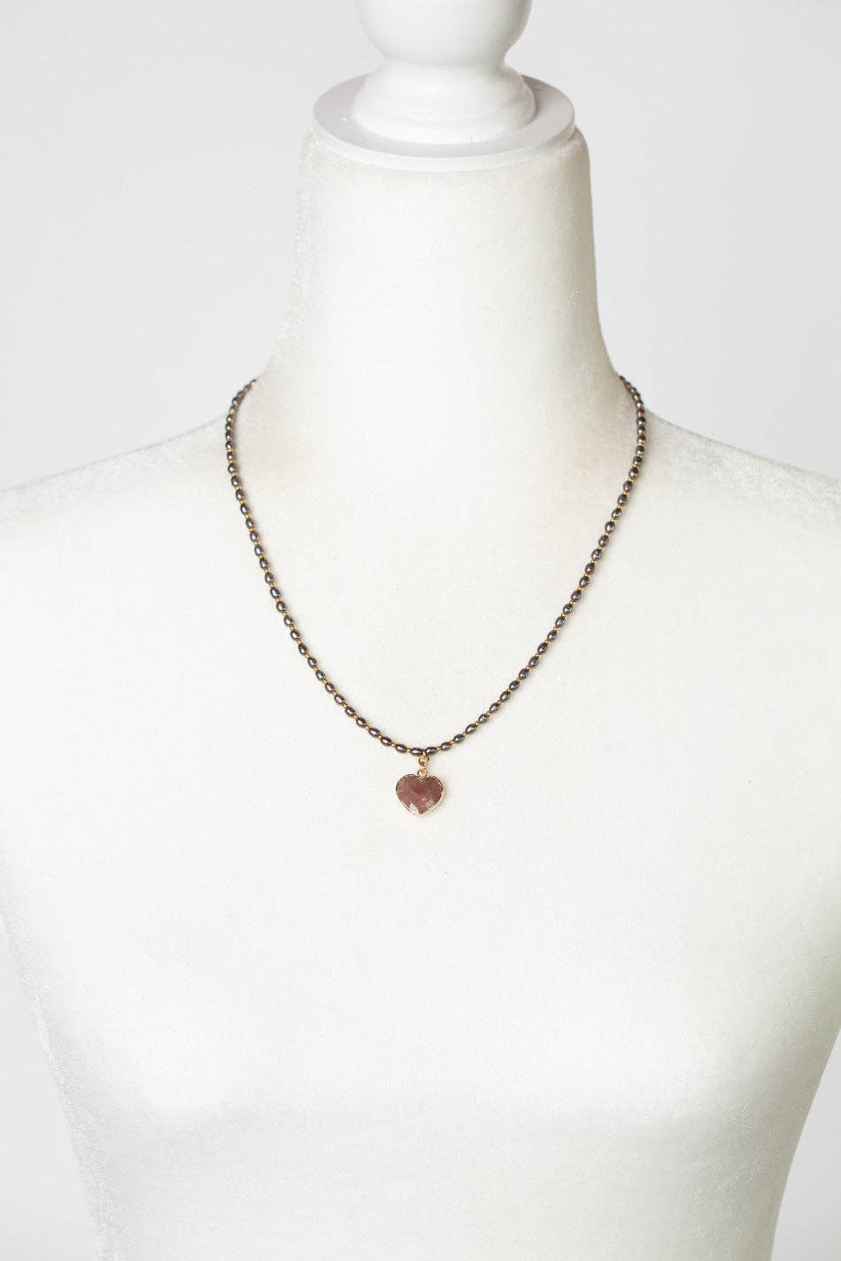 True Colors Freshwater Pearl, Ruby With Faceted Heart Simple Necklace Anne Vaughan Designs Jewelry Necklace