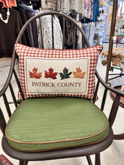 Tupelo Gingham Fall Leaves Lumbar Pillow, Red Little Birdie Throw Pillow