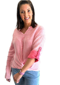 Thumbnail for Twist and Shout Top in Flamingo Charlie B Small