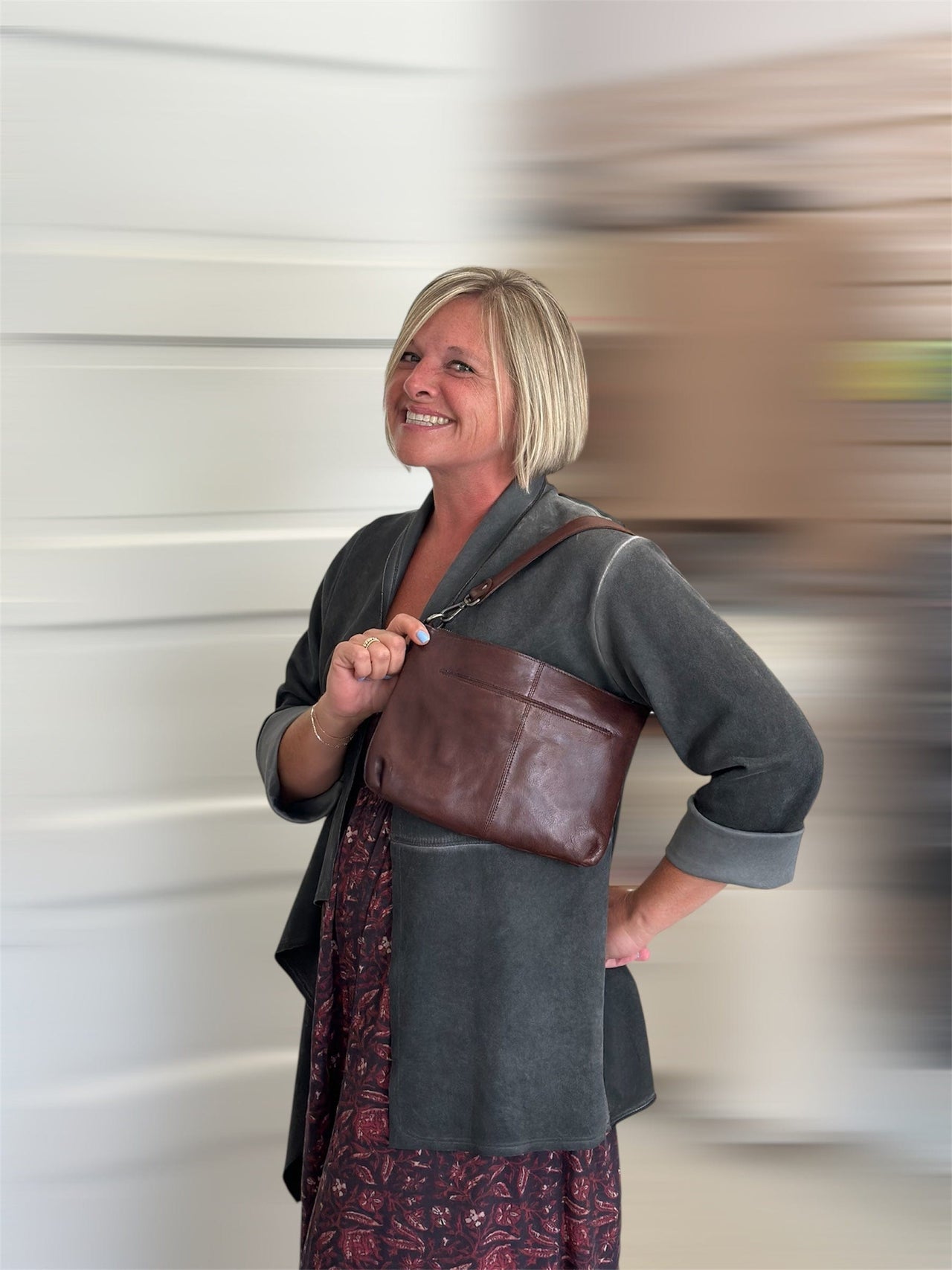 Two-Toned Blazer One Size Gray Urban Mangoz Casual top