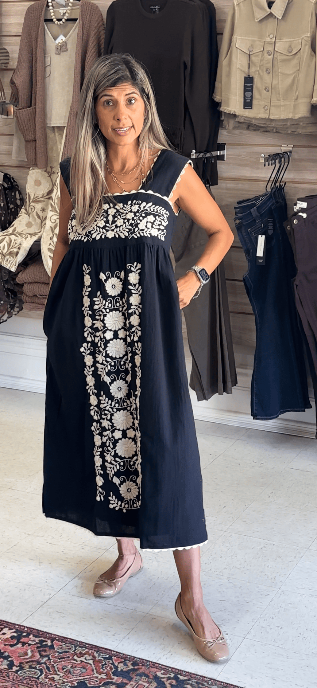 Valentina Embroidered Midi Dress Ivy Jane Dress