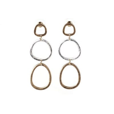 Vern Triple Hoop Dangle Earrings, Gold and Silver Meghan Browne Accessories