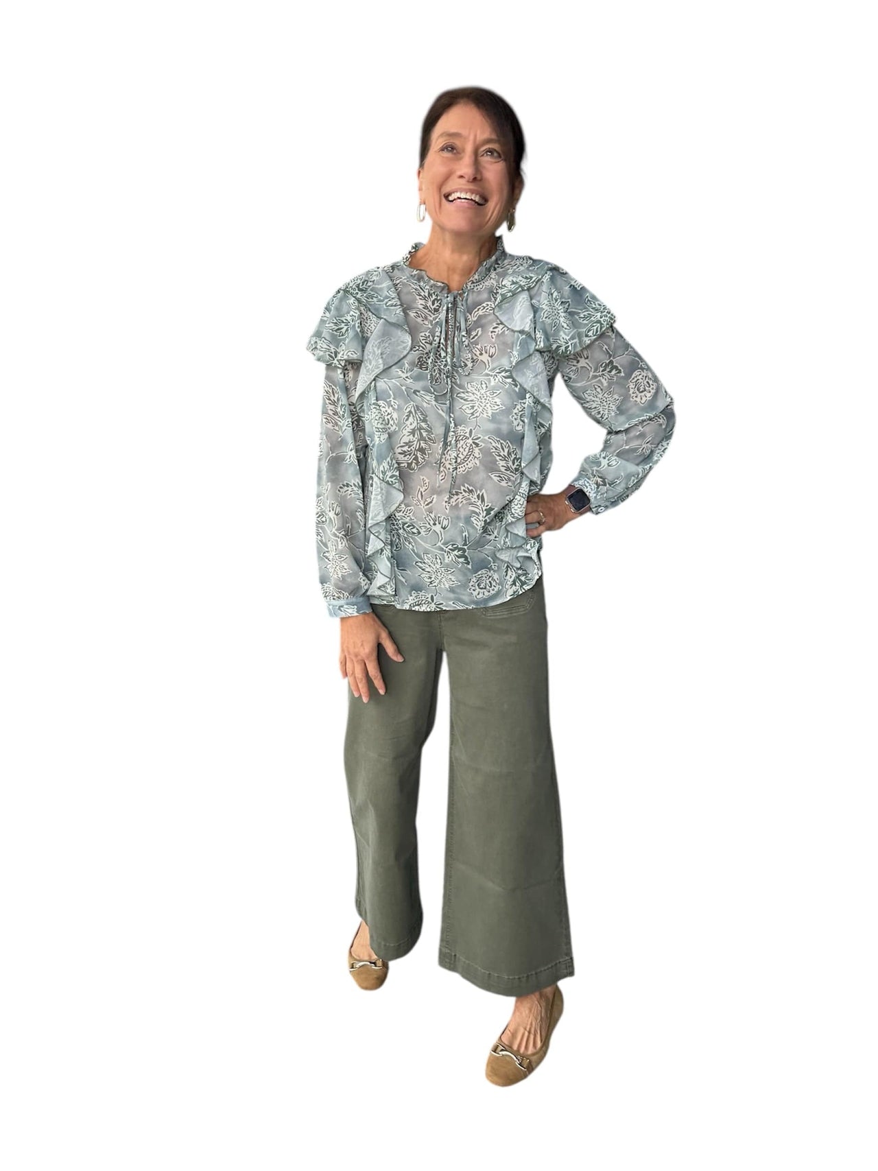 Vintage Feminine Floral Ruffled Tiered Blouse Rosa Clothing Casual Top