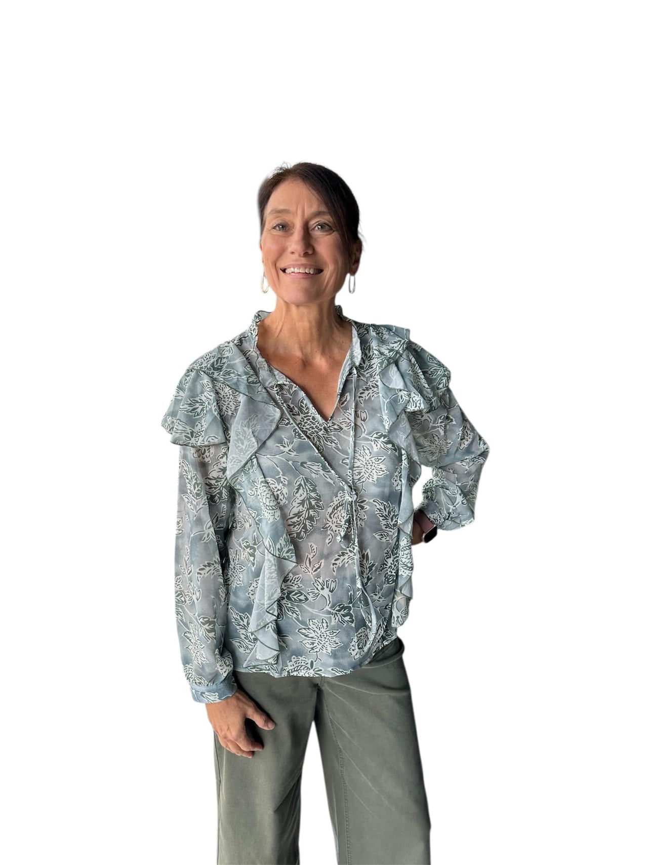 Vintage Feminine Floral Ruffled Tiered Blouse Rosa Clothing Casual Top