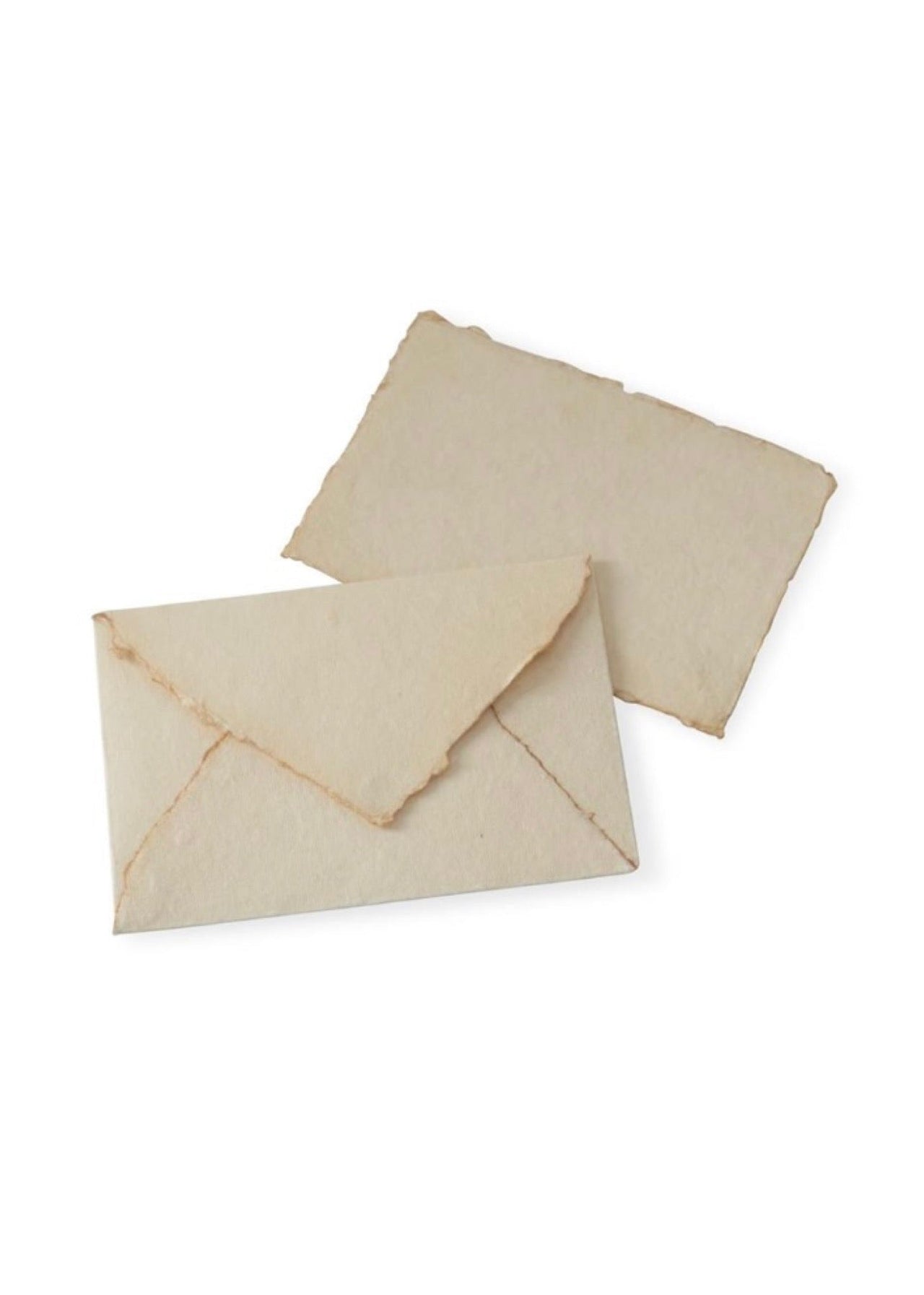 Vintage Handmade White Deckle Edge Note Cards with Envelope 4 x 6 K & K Interiors Stationery