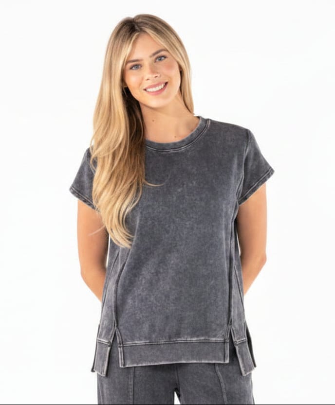 Vintage Mineral Wash Top in Black Simply Southern Holdings, LLC Top