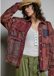 Vintage Plaid Lace Patchwork Top Pol Clothing Casual Top S