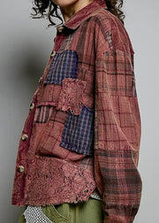 Vintage Plaid Lace Patchwork Top Pol Clothing Casual Top M