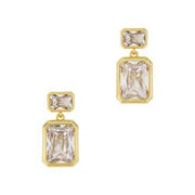 Viti Double Clear Stone Dangle Earrings, Gold Meghan Browne Accessories